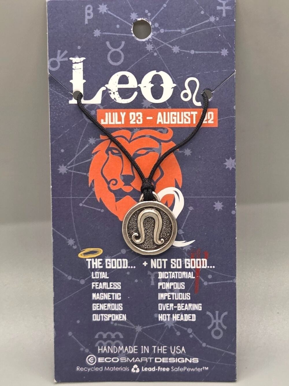 Eco Smart Designs - LEO - Astrological - Hand Made Lead Free Pewter Pendant